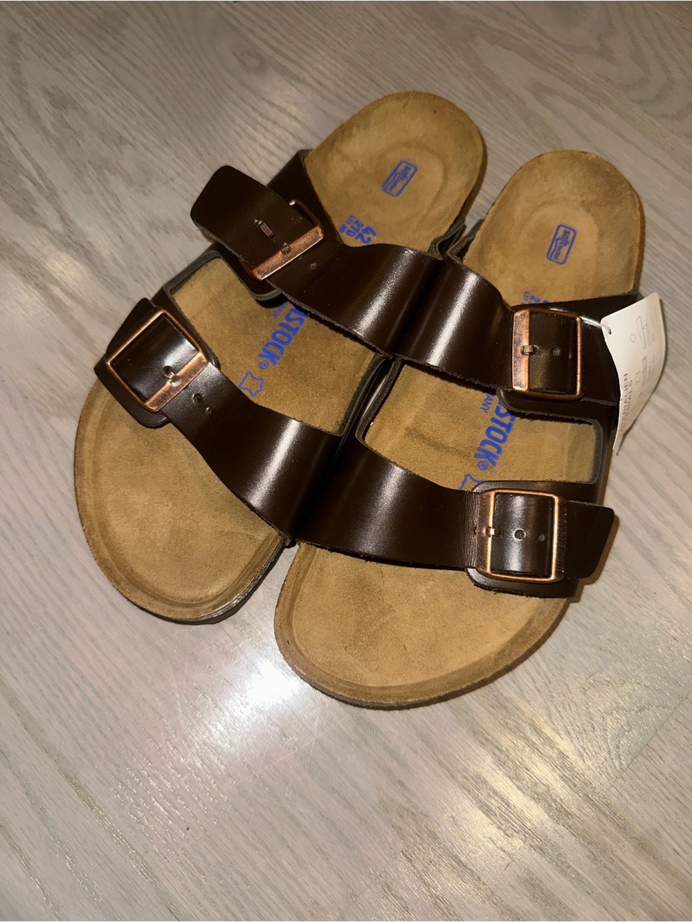 Birkenstock Triple Buckle Sandal in Brown with Copper Buckles Unisex